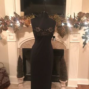 Formal black dress w/ beaded bust embellishments